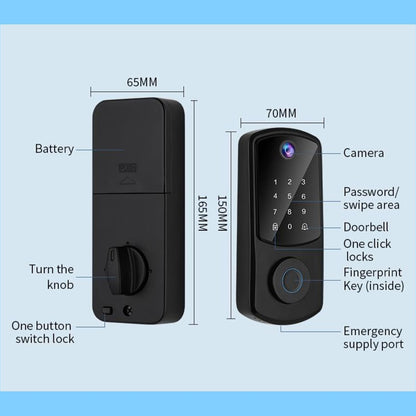 Smart Vingerafdruk WiFi Deurslot met Camera Capture en Unlock, Keyless Entry Deurslot met Deurbel Functie