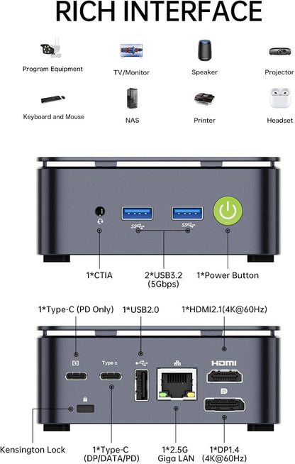 Mini PC – NUC PC – Mini Desktop – Compacte Computer – Krachtige Ryzen 5 3500U Processor – 16GB DDR4 RAM & 256GB SSD