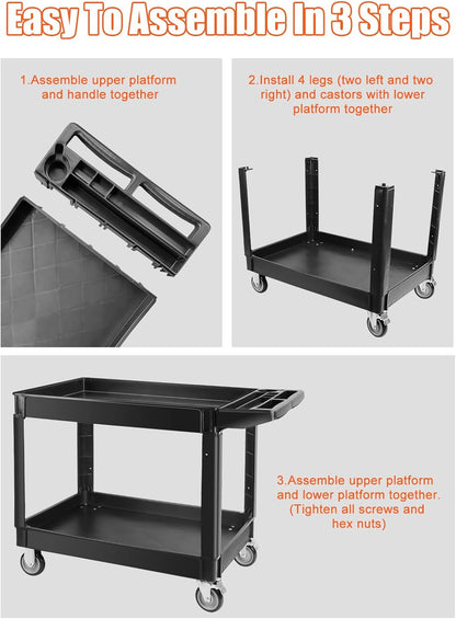 Rollende Opbergwagen 2-Laags – Trolley – Gereedschapswagen – Servicewagen – Rolwagen – Polypropyleen – 275 Kg Per Plank