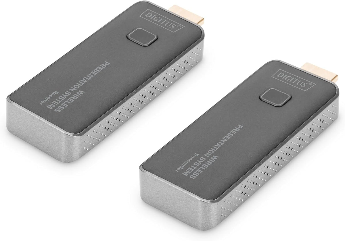 DIGITUS DS-55319 Click & Present Mini - Draadloos presentatiesysteem - BYOD: Laptop, tablet, smartphone - Geen app/driver nodig - Echt Plug & Play - Zilver/Zwart