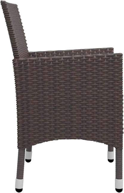 Gecheer 3-Piece Poly Rattan and Glass Bistro Set, Rattan Garden Table and Chairs, Dining Room Chairs, Square Glass, 80 cm and 2 Outdoor Rattan Chairs - QUORE