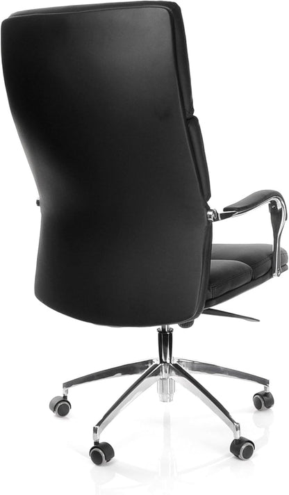 hjh OFFICE 600700 Bureaustoel, directiestoel BRUNELLO 20, kunstleer, zwart, dik gevoerd en vele instellingen, hoge rugleuning, ergonomische bureaustoel, draaistoel, XXL managersstoel