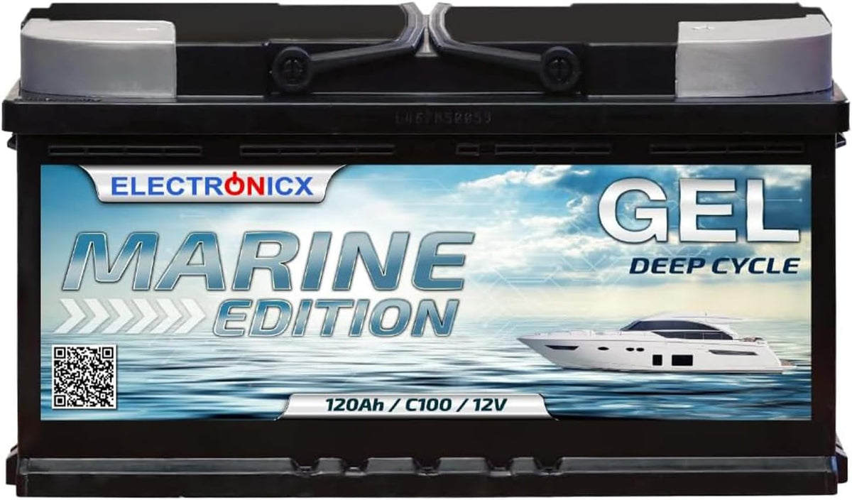 Electronicx GEL Marine huishoudaccu 12V 120Ah / 120 Ah 12 Volt – Deep Cycle accu onderhoudsvrij & verzegeld – 353×175×190 mm – boot jacht zeilboot zonnepaneel camper vrijetijdsstroom GEL