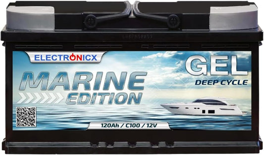 Electronicx GEL Marine huishoudaccu 12V 120Ah / 120 Ah 12 Volt – Deep Cycle accu onderhoudsvrij & verzegeld – 353×175×190 mm – boot jacht zeilboot zonnepaneel camper vrijetijdsstroom GEL