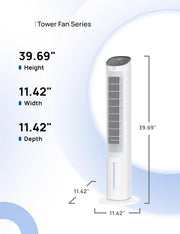 Luchtkoeler - Aircooler - Torenventilator - 40inch Ventilator - Verdampingskoeler - met Waterkoeling - Stil - 80° Draaifunctie - 3 modi - 4 Snelheden - Afstandsbediening - Wit