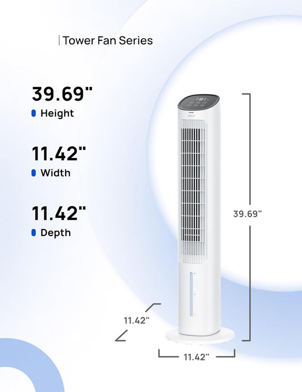 Luchtkoeler - Aircooler - Torenventilator - 40inch Ventilator - Verdampingskoeler - met Waterkoeling - Stil - 80° Draaifunctie - 3 modi - 4 Snelheden - Afstandsbediening - Wit