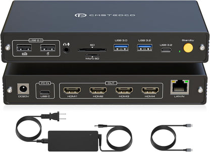 Thunderbolt Docking Station voor MacBook Air/Pro M4 Quad 4K @60Hz monitoren 15-in-1 USB C DisplayLink dockingstation voor Mac laptops met PD 100W, USB 3.2 10 Gbps
