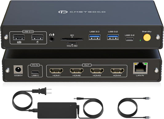 Thunderbolt Docking Station voor MacBook Air/Pro M4 Quad 4K @60Hz monitoren 15-in-1 USB C DisplayLink dockingstation voor Mac laptops met PD 100W, USB 3.2 10 Gbps