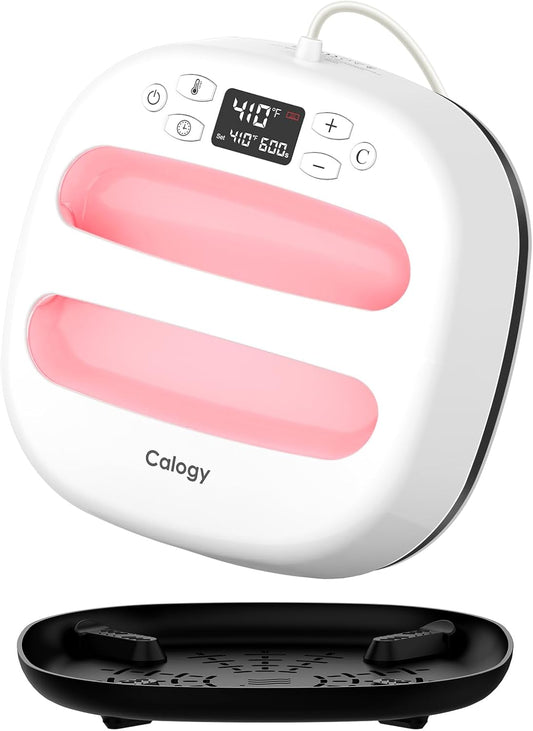 Calogy Warmtepersmachine Voor T-Shirts 10"X10", Draagbaar Sublimatieijzer Voor Tassen, Kussens, Htv Vinyl Transfer Projecten (Wit Roze)