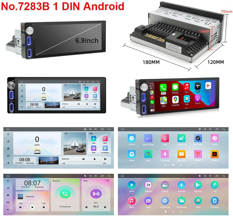 HD GPS Navigatie Autoradio – Multimedia Systeem – Inbouw Radio – Touchscreen Navigatiesysteem – Draadloze CarPlay & Android Auto – Achteruitrijcamera – Stuurbediening – Split-screen Functionaliteit