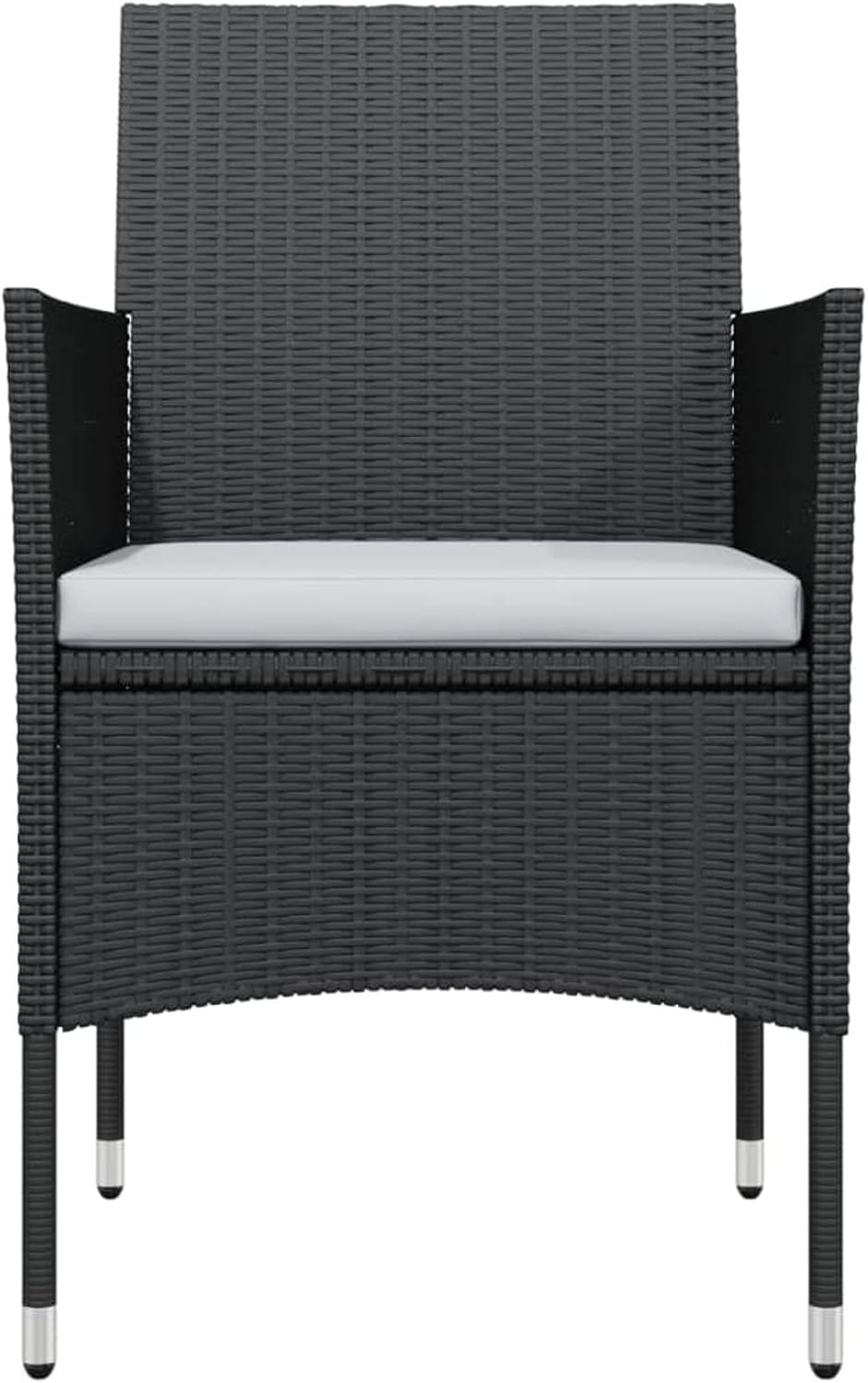 Gecheer Garden Dining Room Set of 3 with Cushions, Table and Chairs for Outdoor, Coffee Table and Chairs, Poly Rattan Furniture Set, Garden Furniture Set, Rattan Garden Furniture Set, Black - QUORE