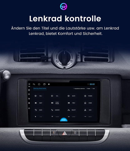 Android autoradio met GPS-navigatie, HD-scherm, touch-display, parkeercamera, nachtzicht, HD achteruitrijcamera voor Smart Forfour 4 Hatchback 453 2014/11-2024/12/Smart Fortwo II Cabriolet Coupe 453