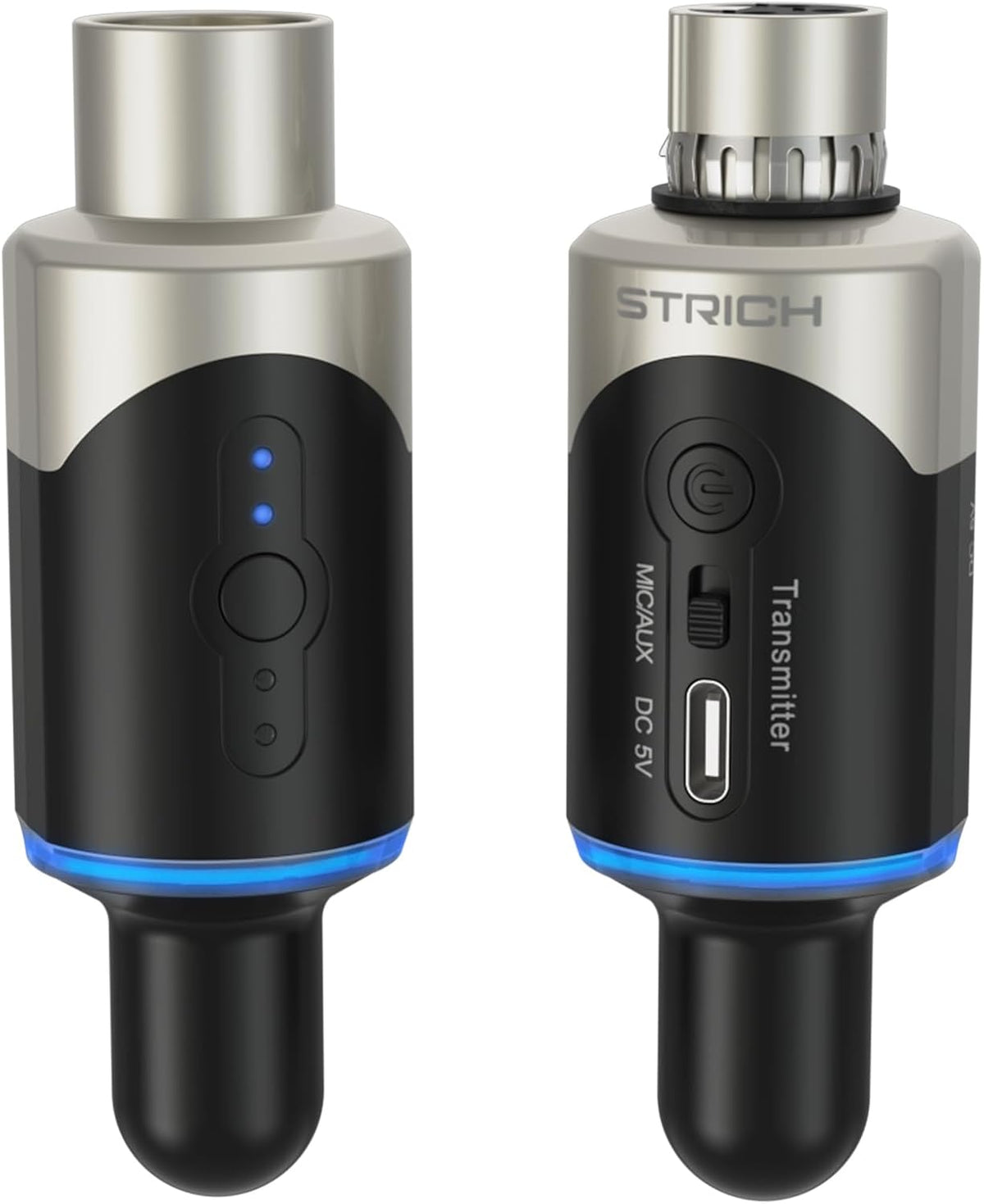 STRICH M5 UHF Draadloos XLR-microfoonsysteem, 4-kanaals zender en ontvanger voor dynamische microfoon, 61 m bereik, < 1 ms latentie, compatibel met audiomixer/PA-luidsprekers