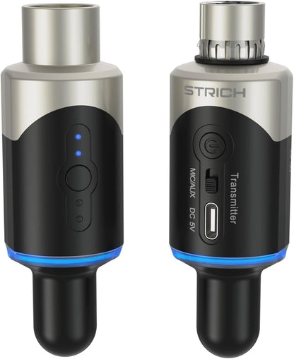 STRICH M5 UHF Draadloos XLR-microfoonsysteem, 4-kanaals zender en ontvanger voor dynamische microfoon, 61 m bereik, < 1 ms latentie, compatibel met audiomixer/PA-luidsprekers
