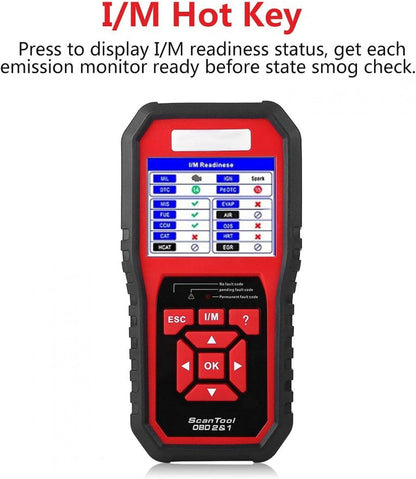 OBD2 Scanner – Auto Diagnoseapparaat – Foutcode Uitlezer – Check Engine Reader – EOBD Scanner – One-Click I/M Readiness – Kleurenscherm Met Geluidssignaal