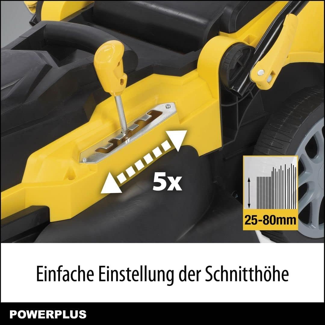 Powerplus POWXG6281 elektrische grasmaaier - 2000 W, 420 mm Ø grasmachine, tuintoestel, met grasopvangsysteem, mulchen en achteruitworp