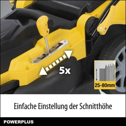 Powerplus POWXG6281 elektrische grasmaaier - 2000 W, 420 mm Ø grasmachine, tuintoestel, met grasopvangsysteem, mulchen en achteruitworp