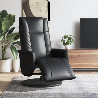 Fauteuil Verstelbaar Met Voetensteun – Relaxfauteuil – Leunstoel – Draaifauteuil – Tv Stoel – Zwart Kunstleer – 360 Graden Draaibaar – Stevig Multiplex Frame