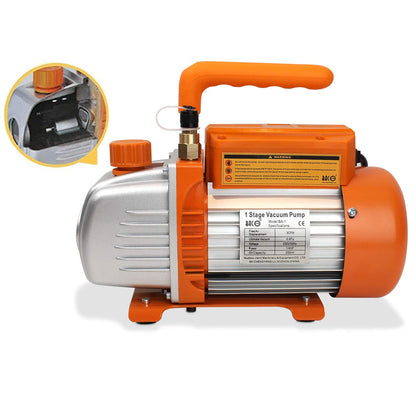 BACOENG Vacuümpomp, 12 liter, met 85 l/min, eentraps vacuümpomp, onderdrukpomp met manometer HVAC