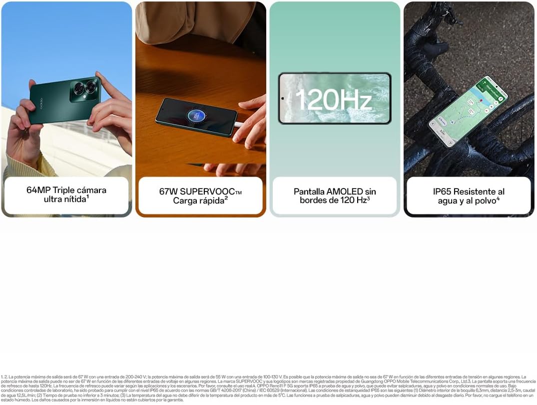 OPPO Reno11 F 5G Smartphone, zonder SIM-slot, 8 GB + 256 GB, FHD+ AMOLED-display, 6,7 inch (17,9 cm) camera 64 + 8 + 32 MP, Android, 4K video, batterij 5000mAh, snel opladen, 67W, Blue Ocean
