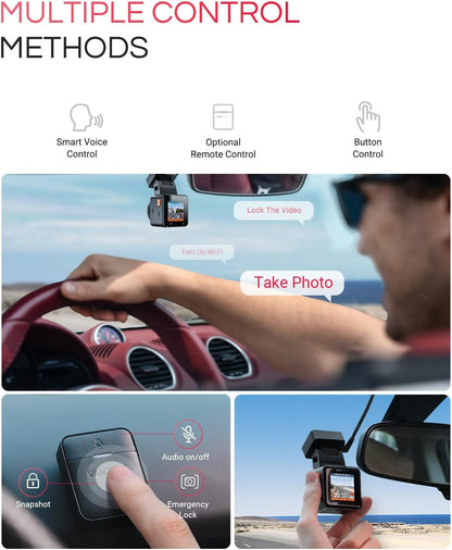 VANTRUE E1 Pro 4K Mini Dash Cam Voorkant, STARVIS 2 Plate Pix™ HDR Nachtzicht Autocamera, Ingebouwde 5G WiFi GPS, 1,54'' scherm, LTE-ondersteuning, Spraakbesturing, 24H Gebufferde Parkeermodus, On