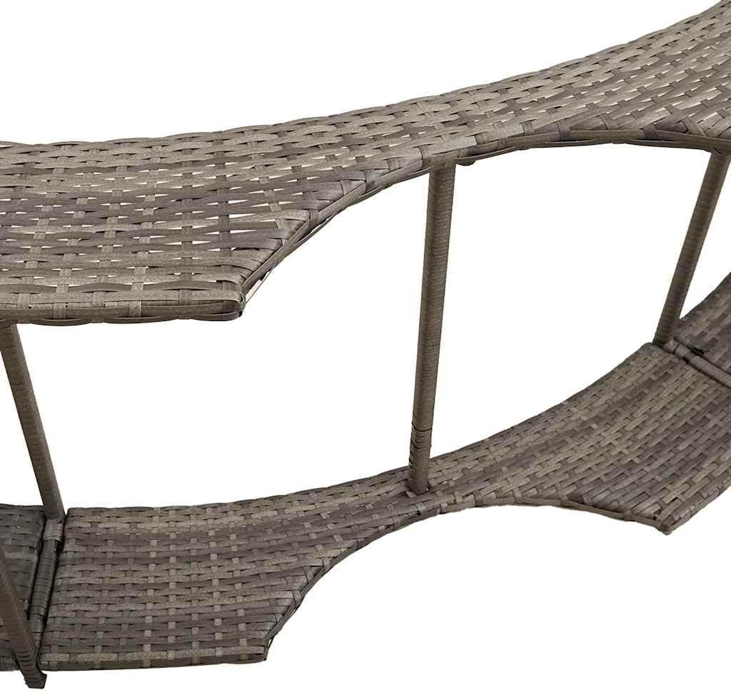 Pool & Spa Hot Tub Surround with Storage and Wooden Step Grey Poly RattanHome & Garden - QUORE