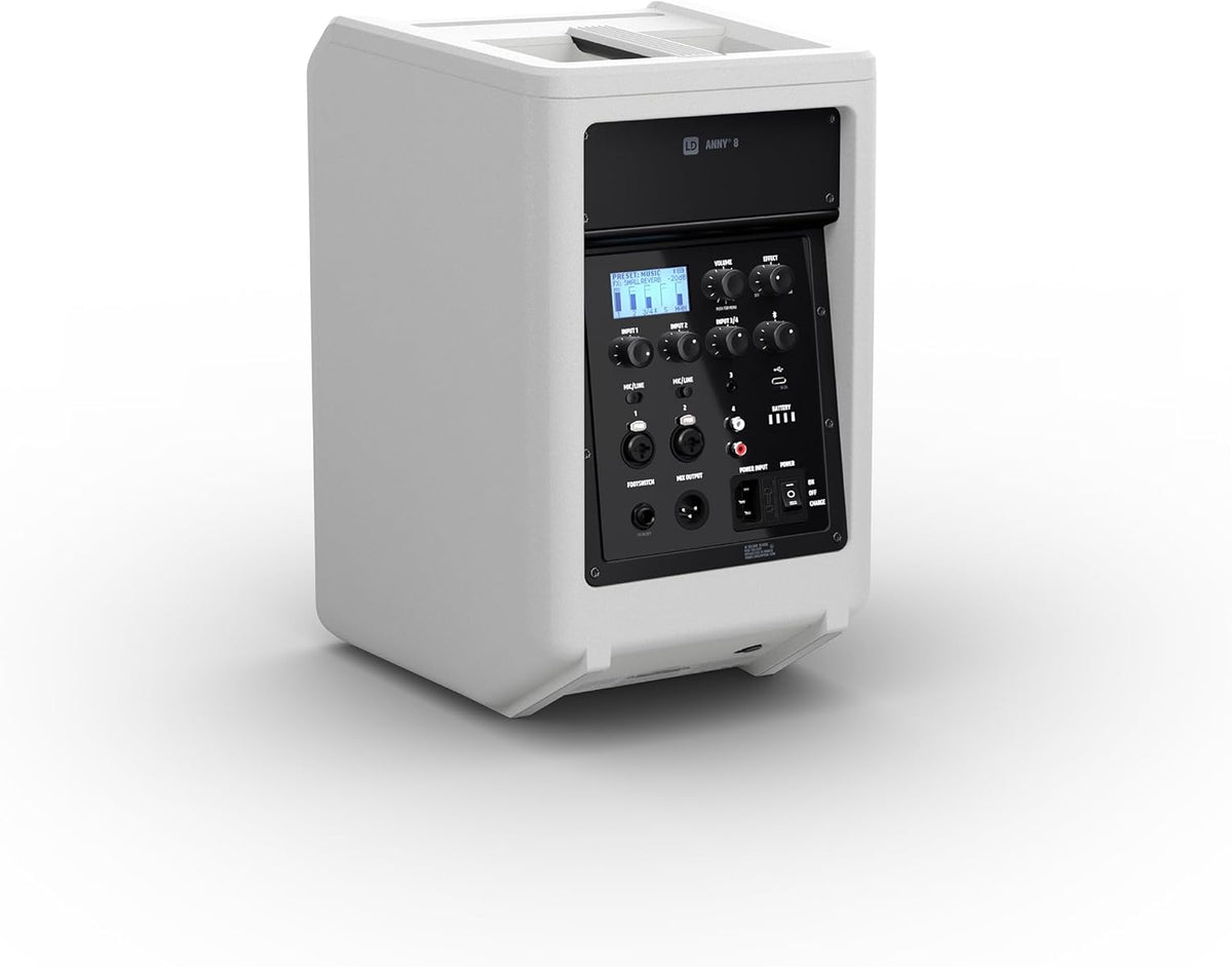 Draagbare Bluetooth PA-luidspreker – Bluetooth Speaker – Actieve Speaker – PA Speaker – Luidspreker – Puur Wit – 8 Inch – Geïntegreerde 5-Kanaals Mixer