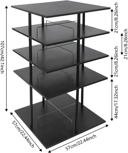 360° Floor Stand Rotating Shoe Organizer, Shoe Rack, Rotating Shoe Rack, Multi-layer Shoe Stand, Swivel for Placement, Shoes, Hats, Handbags etc. (4 Floors, Black) - QUORE