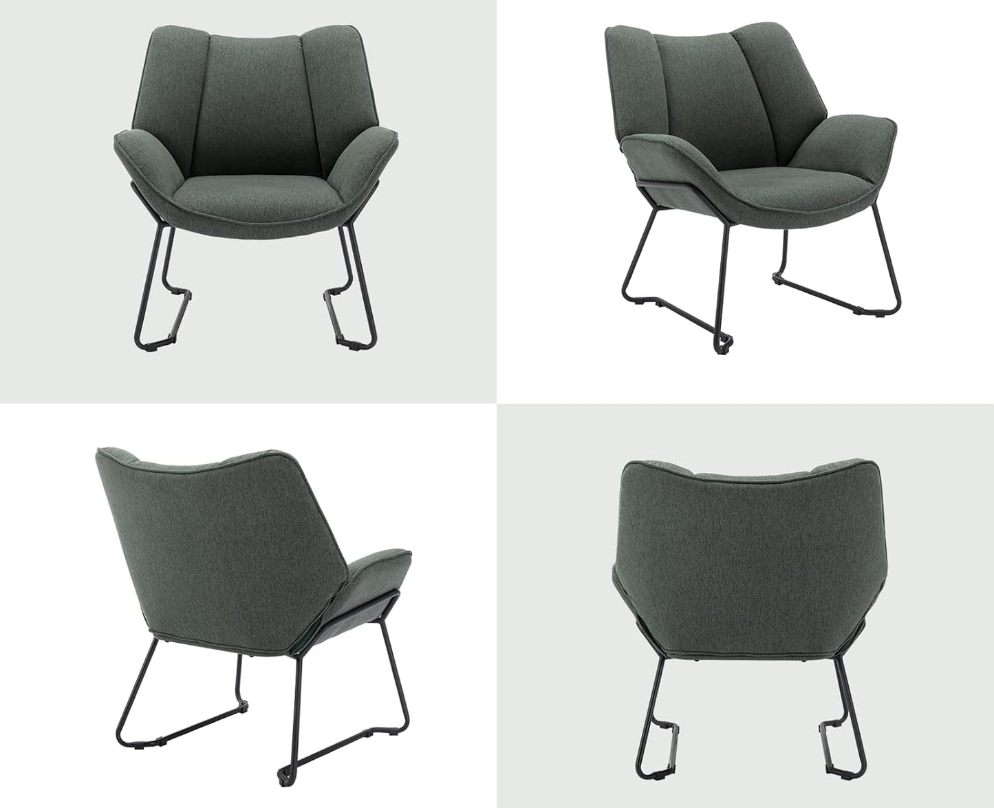 chairus Linen Armchair for Living Room Upholstered Bath Chair Single Occasional Accent Chair with Metal Legs (Green) - QUORE