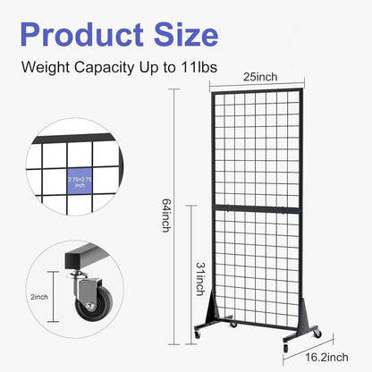 2-Pack Gridwall Panel Display Stands 2'x5.5' Ft, Heavy-Duty Vloerstaande Retail Display Rack met Driehoek-Base (2-Pack)