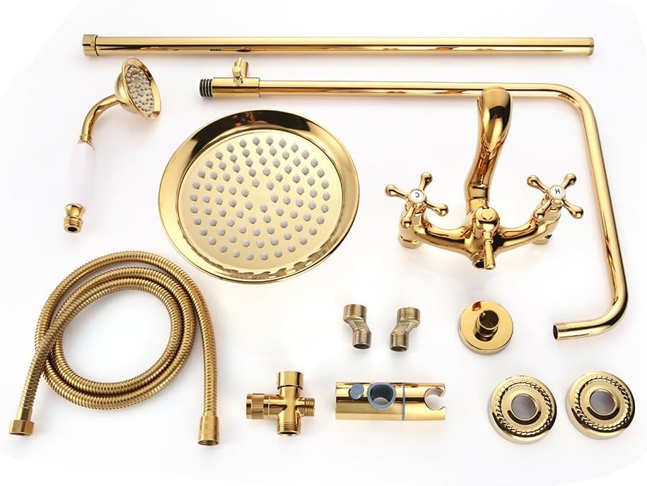Douch Antique Rainfall Shower System Fixture Hand Shower Retro Nostalgia Faucet Mixer With Shower Head - QUORE