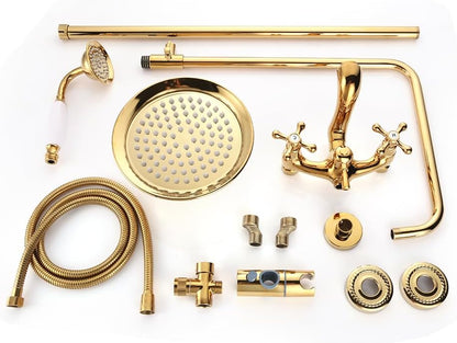 Douch Antique Rainfall Shower System Fixture Hand Shower Retro Nostalgia Faucet Mixer With Shower Head - QUORE