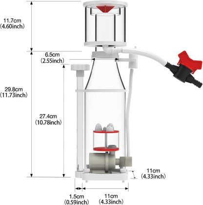 MagTool Aquarium in-Sump DC Protein Skimmer, met regelbare DC Pinwheel pomp voor maximaal 30-120 Gal Reef Tank (N100 Plus)
