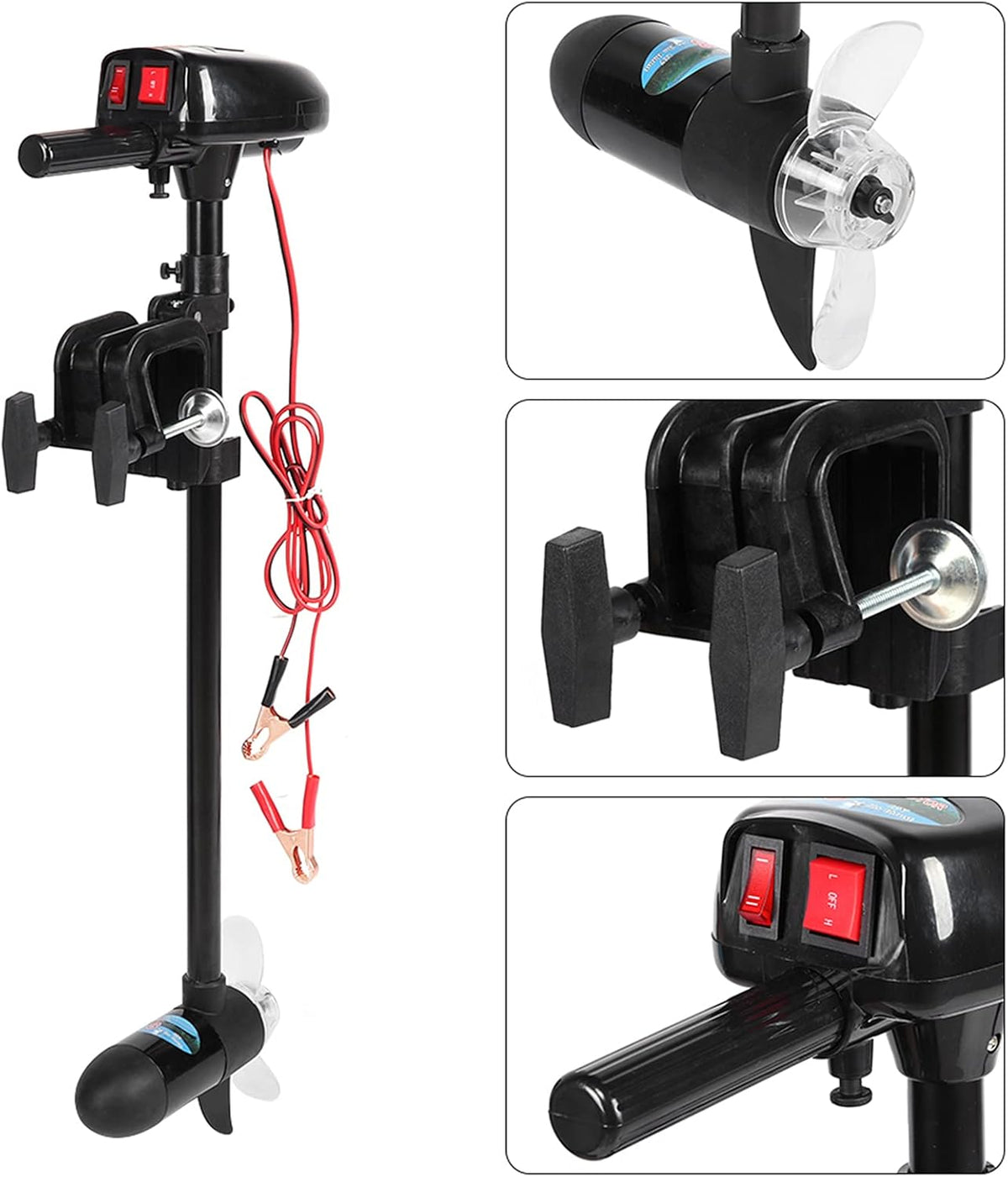 Cocoarm 12V 18lbs Multi Gear Electric Trolling Motor Multi-Speed Control Onkruidloze Propeller Lichtgewicht Draagbare Draagbare voor Kajaks Kleine Boten Opblaasbare Boten