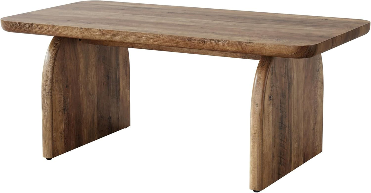 Tribesigns Rectangular Coffee Table, 111cm Wooden Rectangular Living Room Table, Farmhouse Accent Center Table, Low Cocktail Tea Table with Sturdy Base and Rounded Corners, Easy Assembly, Rustic