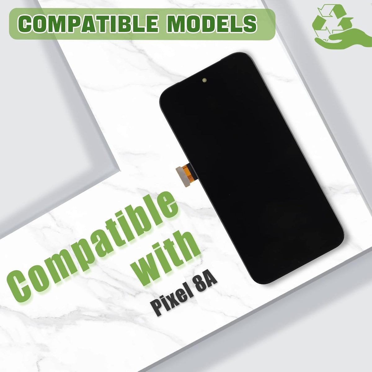 OLED-display van 6,1 inch (15,5 cm), compatibel met Pixel 8a GKV4X, G6GPR, G8HHN, G576D LCD-scherm, touchscreen digitizer met bijgewerkte reparatiegereedschapsset [ondersteuning