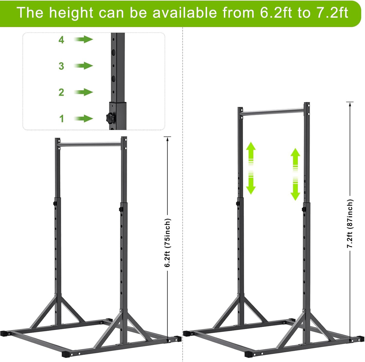 SELEWARE Verstelbaar optrekstation, multifunctionele optrekstang, volledig gelast, 500 lb-capaciteit, Power Tower Dip Station voor Home Gym