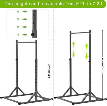SELEWARE Verstelbaar optrekstation, multifunctionele optrekstang, volledig gelast, 500 lb-capaciteit, Power Tower Dip Station voor Home Gym
