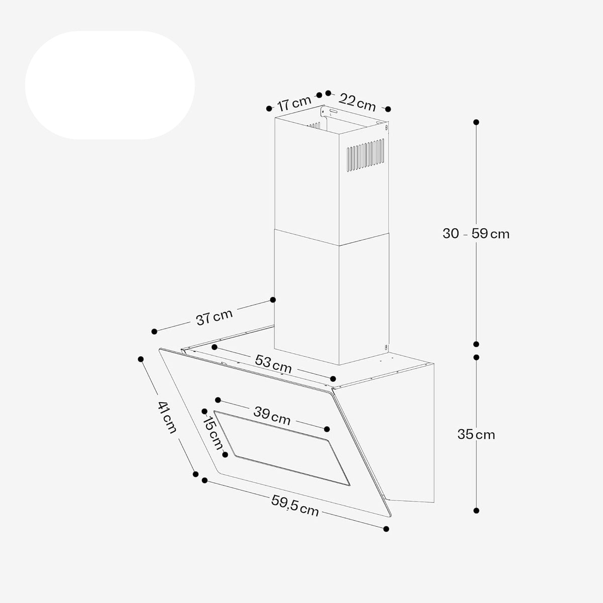 Klarstein SleekAir Campana Extractora - 60cm, 686 m³/h, Eficiencia A++, Led 5W, Táctil, Silenciosa, Blanca, Dos Modos de Funcionamiento, Filtro Carbón Activo