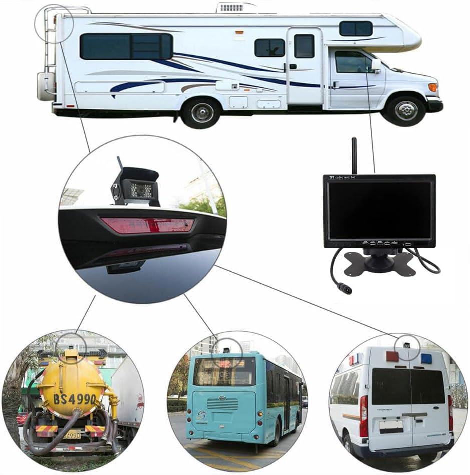 Digitaal draadloos achteruitrijcamerasysteem, 7 inch AHD Split Screen Monitor met IP69 waterdichte achteruitrijcamera IR nachtzicht dubbele achteruitrijcamera voor vrachtwagen/aanhangwagen/camper
