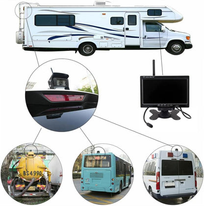 Digitaal draadloos achteruitrijcamerasysteem, 7 inch AHD Split Screen Monitor met IP69 waterdichte achteruitrijcamera IR nachtzicht dubbele achteruitrijcamera voor vrachtwagen/aanhangwagen/camper