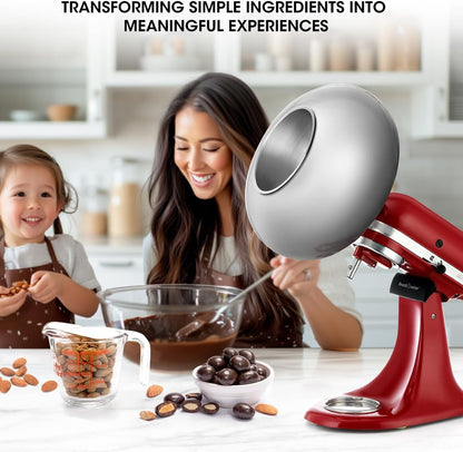 Aieve Snack Coater Compatible with KitchenAid Tilt-Head Stand Mixer for Making Chocolate Covered Almonds, Pistachio, Peanut, Freeze Dried Strawberry, Raisin, Macadamia Nuts and Blueberry