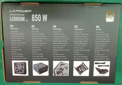 LC-POWER LC6850M V3.0 850W PC voeding Super Silent Modular Serie Volledig Modulair Kabelmanagement 80Plus Gold