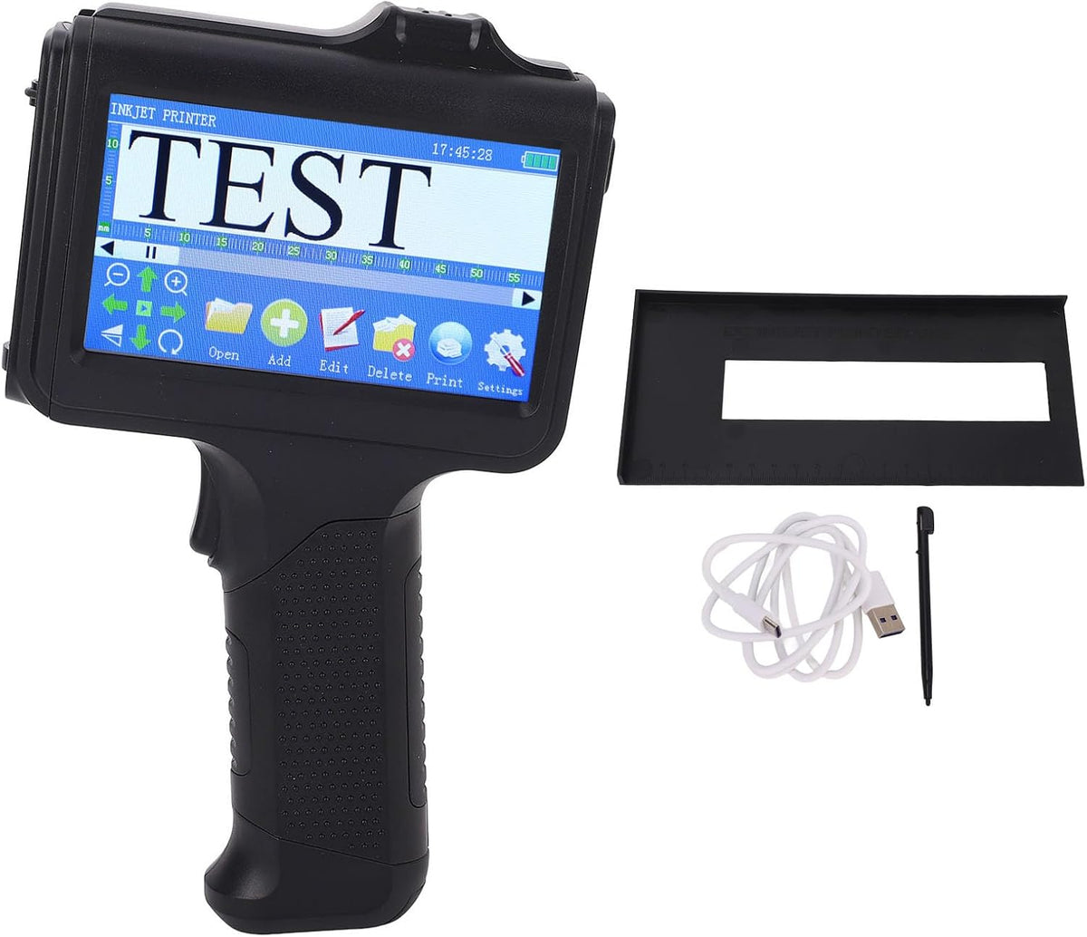 Handheld Inkjet Printer, 2-12.7mm Printing Height Portable Encoding Machine Supports Multi-Languages, 600 DPI Portable Inkjet Printer with 4.3 Inch Touch Screen for Barcode Date Logo - QUORE