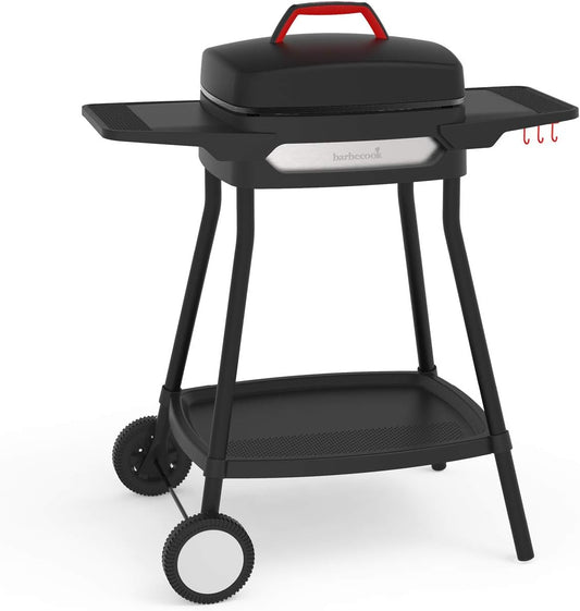 Barbecook elektrische barbecue Alexia 5111 met zijtafels en wielen zwart 84x55x97cm