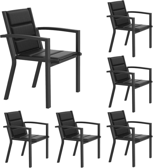 JUMMICO Stapelbare tuinstoel, aluminium frame met comfortabele zitting van textiel, lage zithoogte met armleuningen voor balkon en terras
