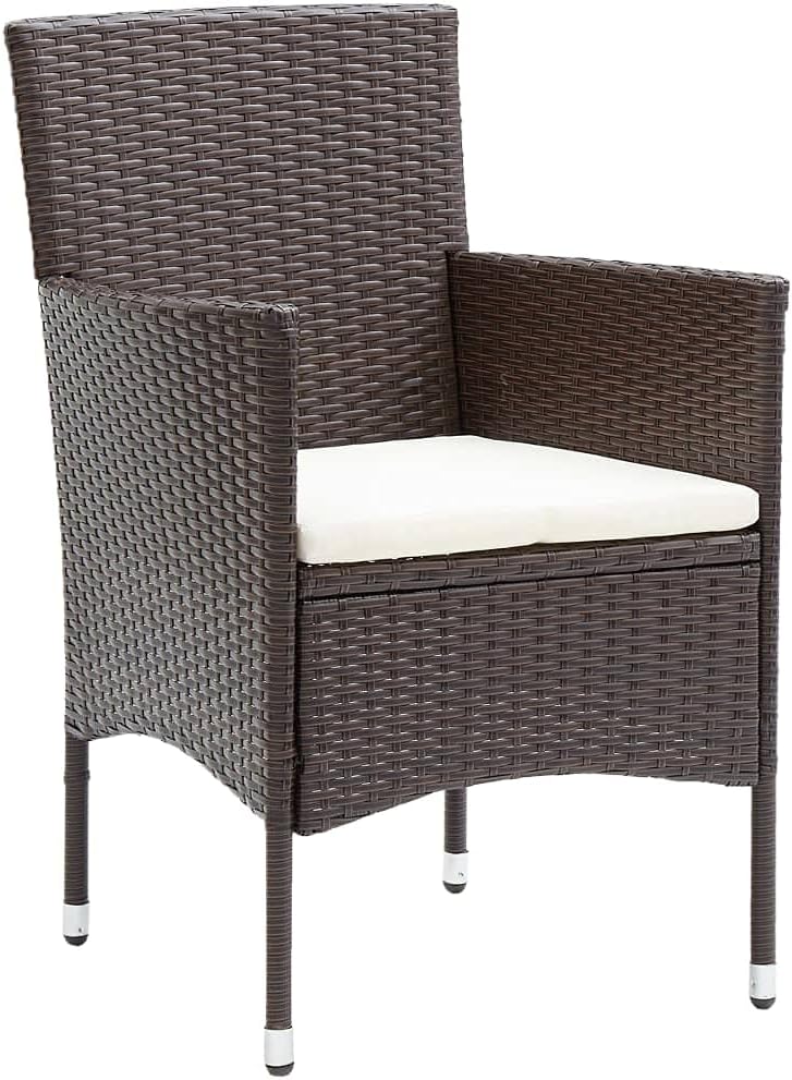 Set of 2 modern garden chairs made of rattan with removable cushions, hand-woven poly rattan and weather-resistant steel frame, ergonomic design - QUORE