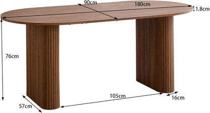 Grote Ovale Eettafel – Eettafel Rond – Keukentafel – Tafel Voor Restaurant – Werktafel – MDF Blad Met Houtnerf – Robuuste Elliptische Poten