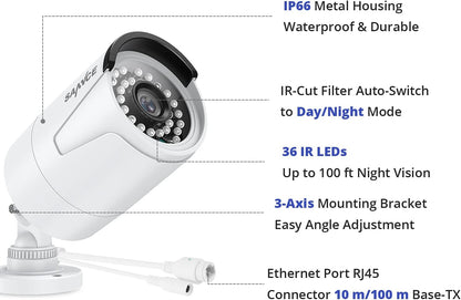 SANNCE POE Video Surveillance Kit 1080P POE NVR 8 Channels 8 POE Surveillance Camera, XPOE, Senza HDD