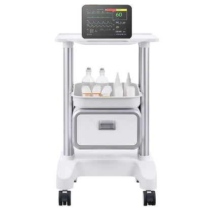 VEVOR Laboratoriumwagen met 2 niveaus, mobiele medische trolley met 1 lade en 1 bovenste plank, verzorgingswagen met ABS-materiaal, 4 stille wielen, voor laboratorium, kliniek, ziekenhuis, woonkamer,
